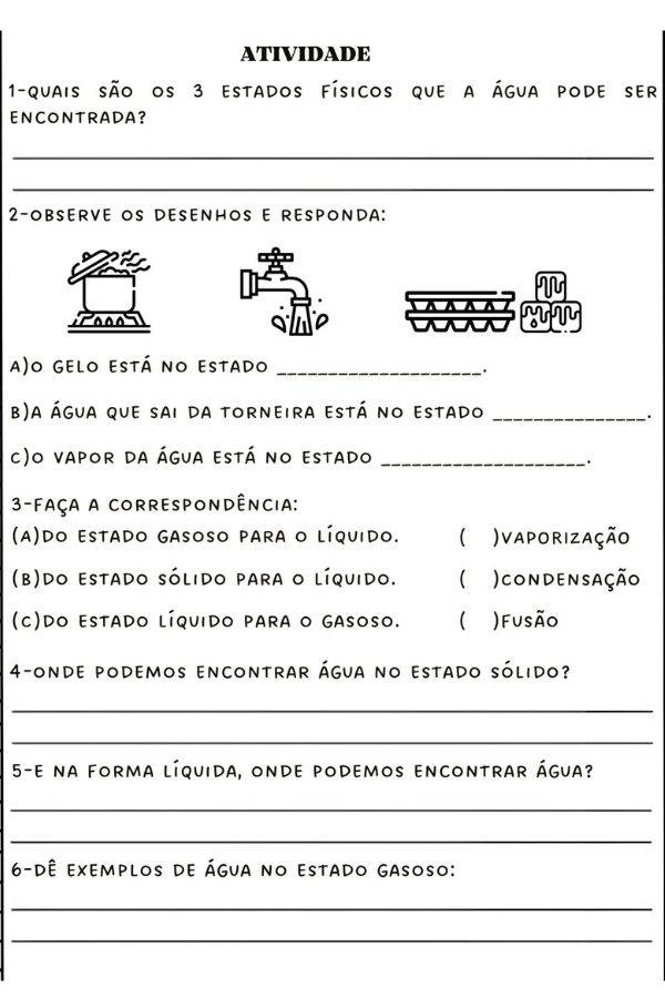 Atividades de ciências sobre a água para o 5º ano
