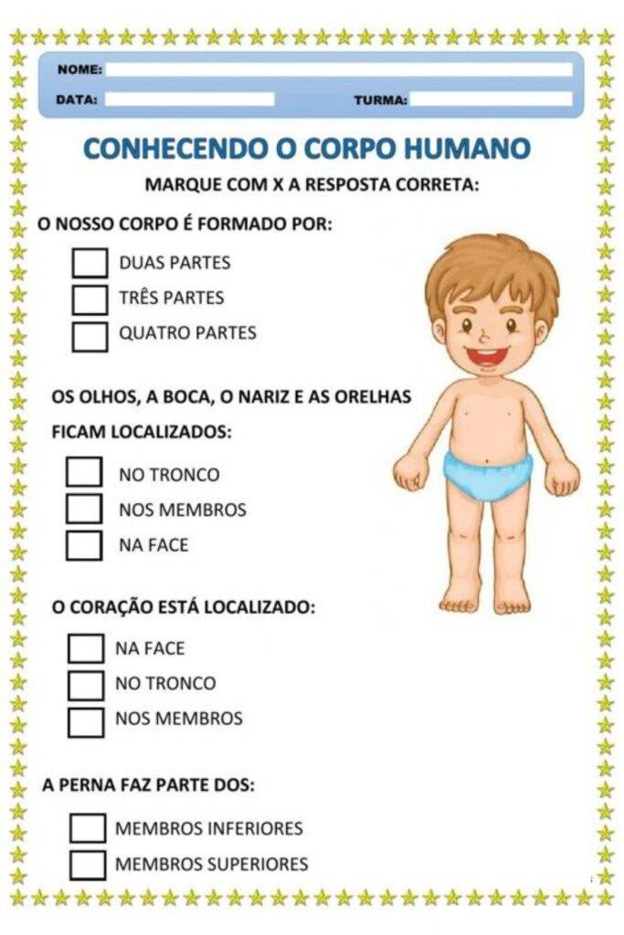 Atividades de ciências sobre o corpo humano para o 5º ano