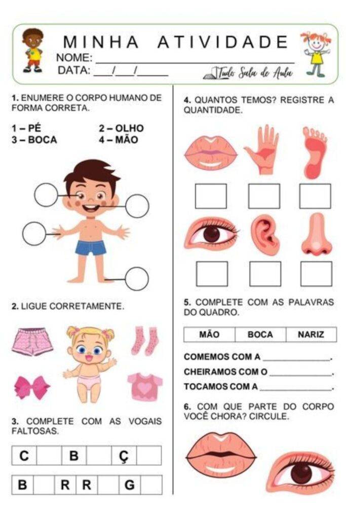 Atividades de ciências sobre o corpo humano para o 5º ano