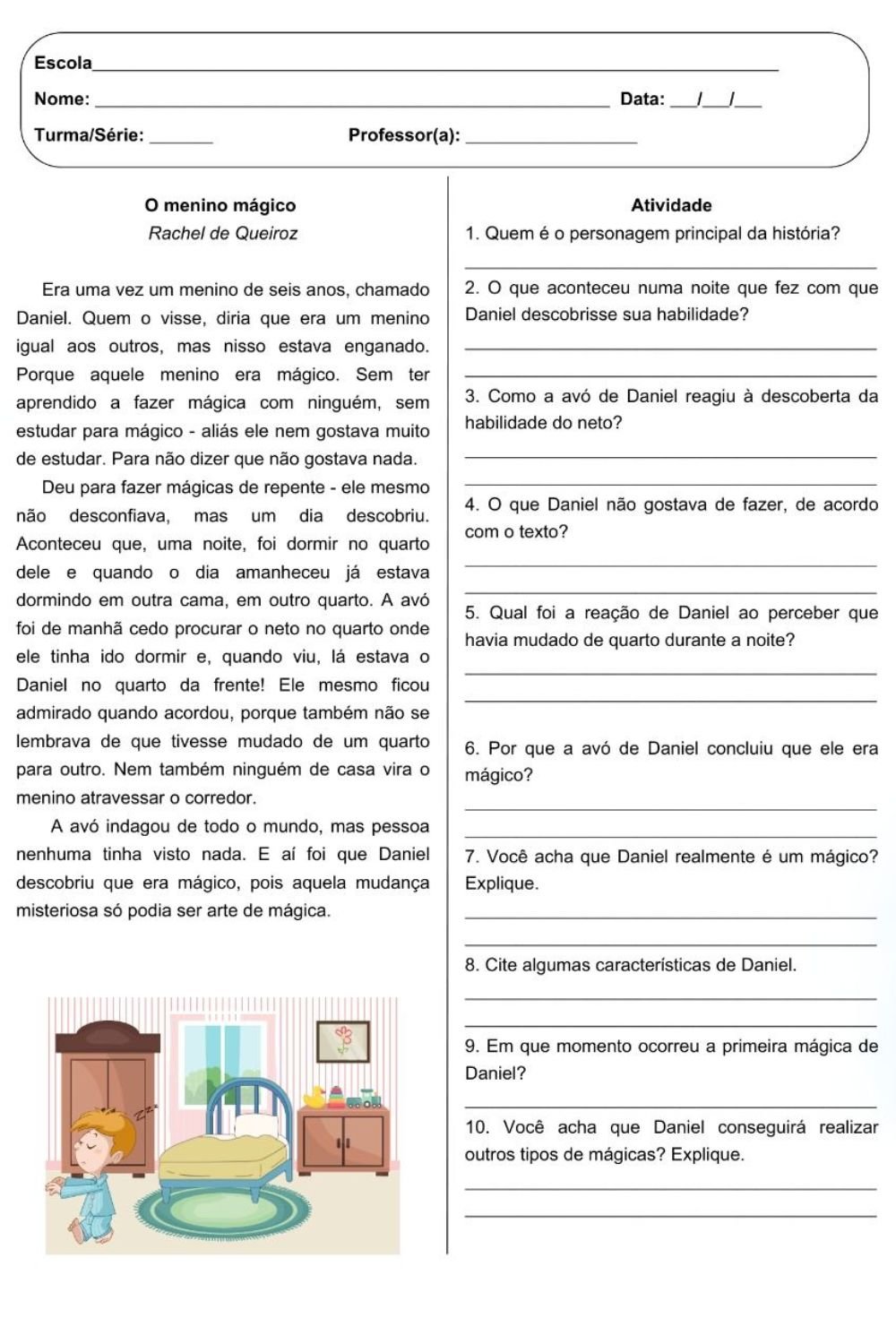 Atividades de português 4º ano de interpretação de texto e gramática