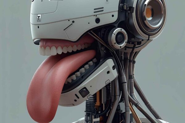 Ilustração artística de robô com língua (Crédito da imagem: Canva Pro/ Gerada com IA)