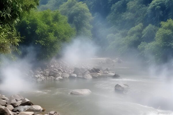 Água quente na Amazônia altera fauna e vegetação local. (Imagem: Canva Pro / Gerada por IA)