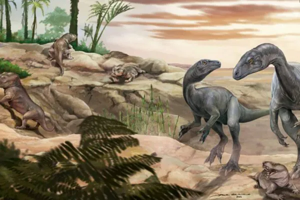 Fóssil quase completo revela dinossauro do Triássico Superior. (Foto: Divulgação / CONICET)