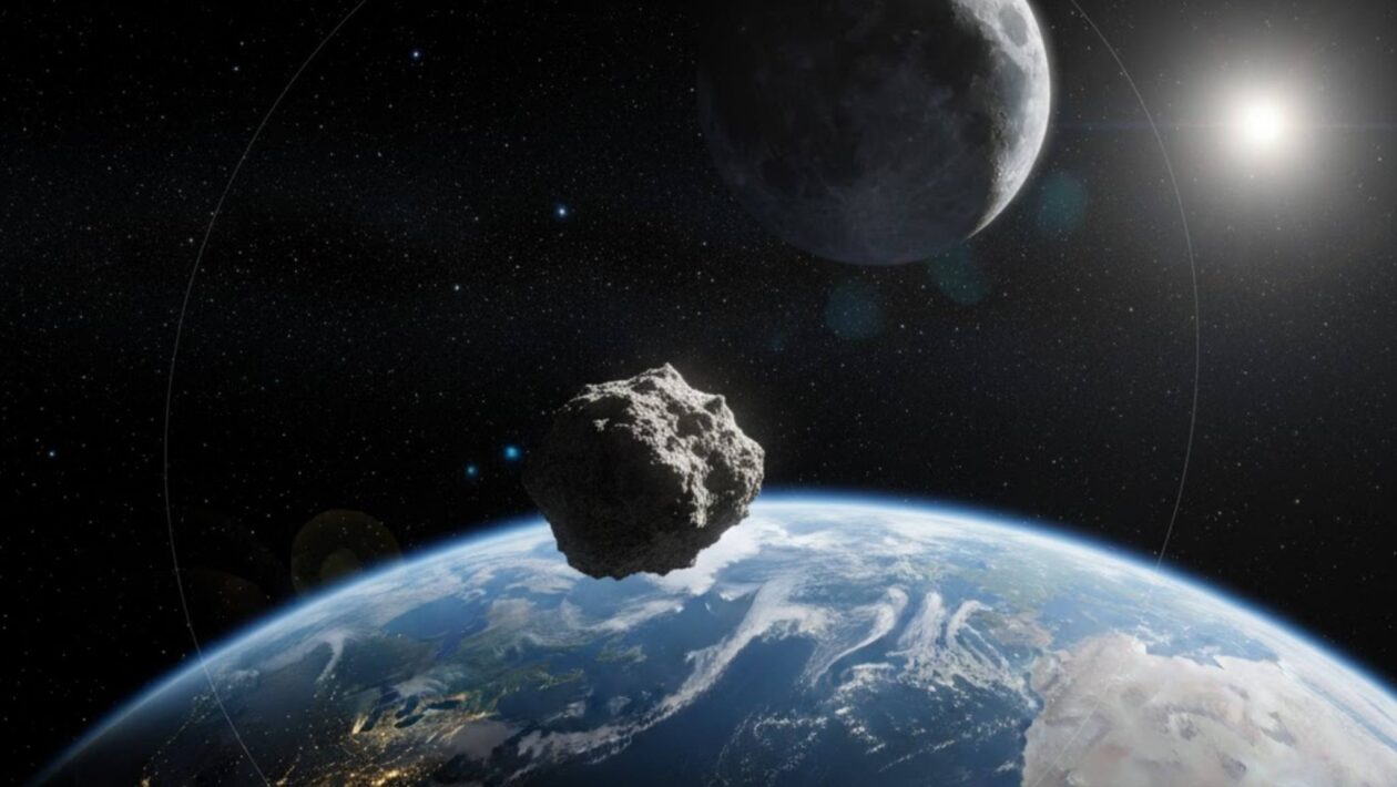 Asteroide 2025 PN7 acompanha a Terra há seis décadas no espaço (Imagem: Gerada por IA/ Gemini)