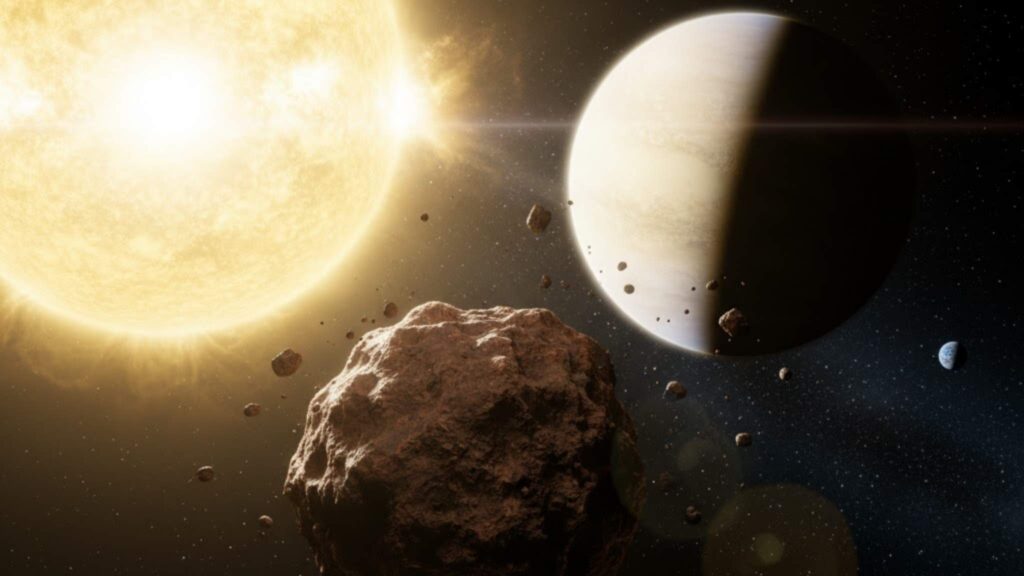 2025 SC79 cruza Mercúrio e exige monitoramento próximo da Terra (Imagem: Gerada por IA/ Canva Pro)
