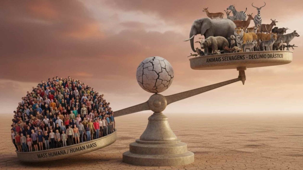 Biomassa de mamíferos selvagens cai enquanto humanos crescem (Imagem: Gerada por IA/ Gemini)