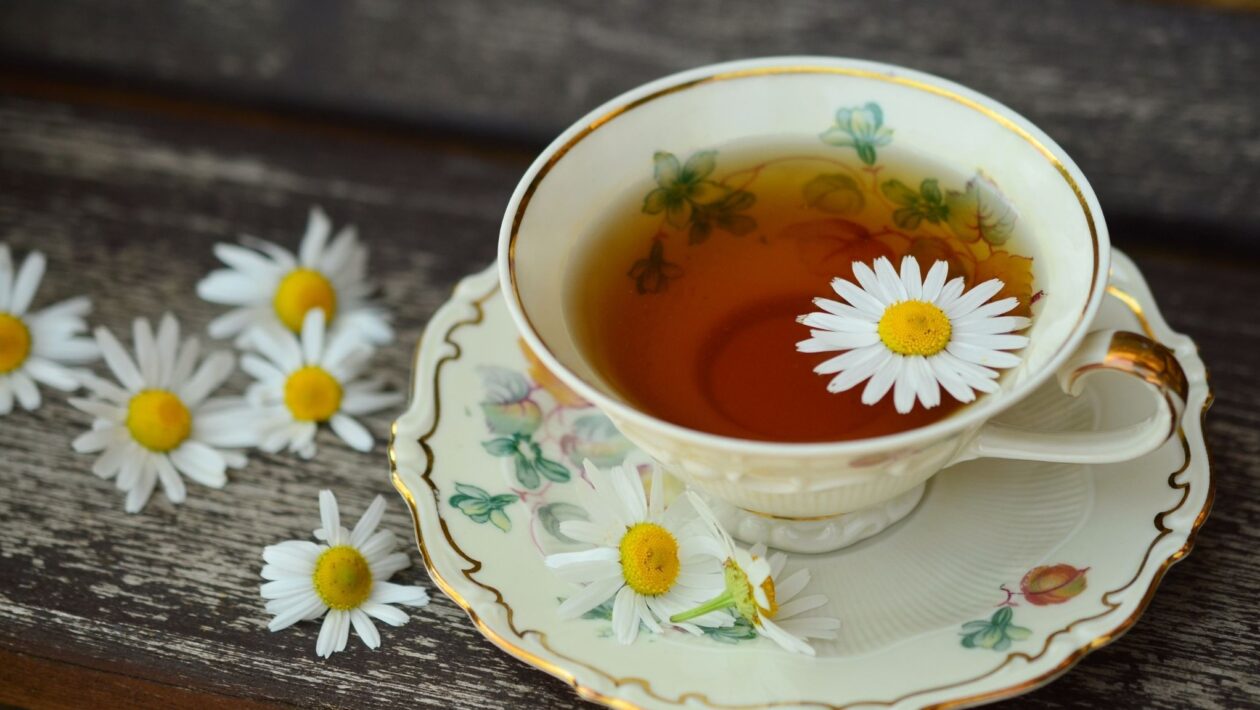Chá de camomila: relaxa e protege o fígado naturalmente. (Foto: Pixabay via Canva)