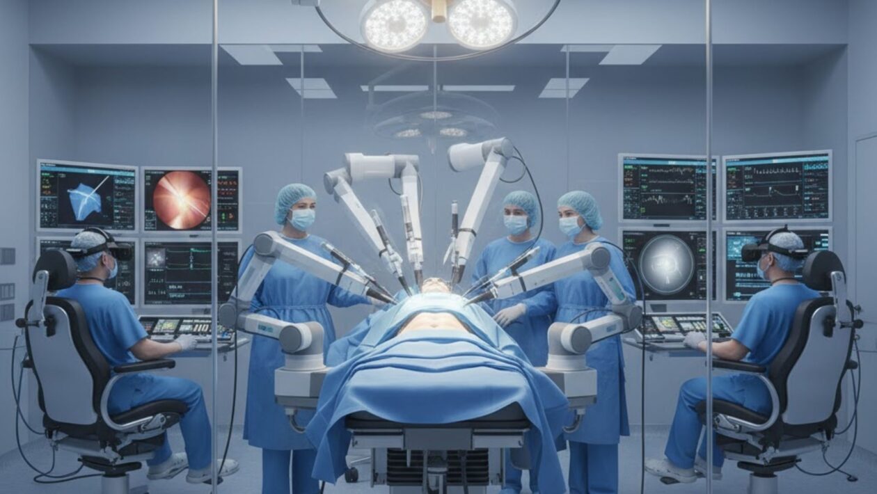 Cirurgia robótica reduz sequelas em pacientes com câncer de próstata. (Foto: Gerada por IA via Gemini)