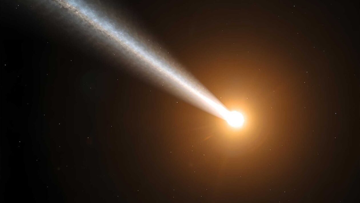 Observações mostram cometa 3I/ATLAS liberando material rumo ao Sol (Imagem: Gerada por IA/ Canva Pro)