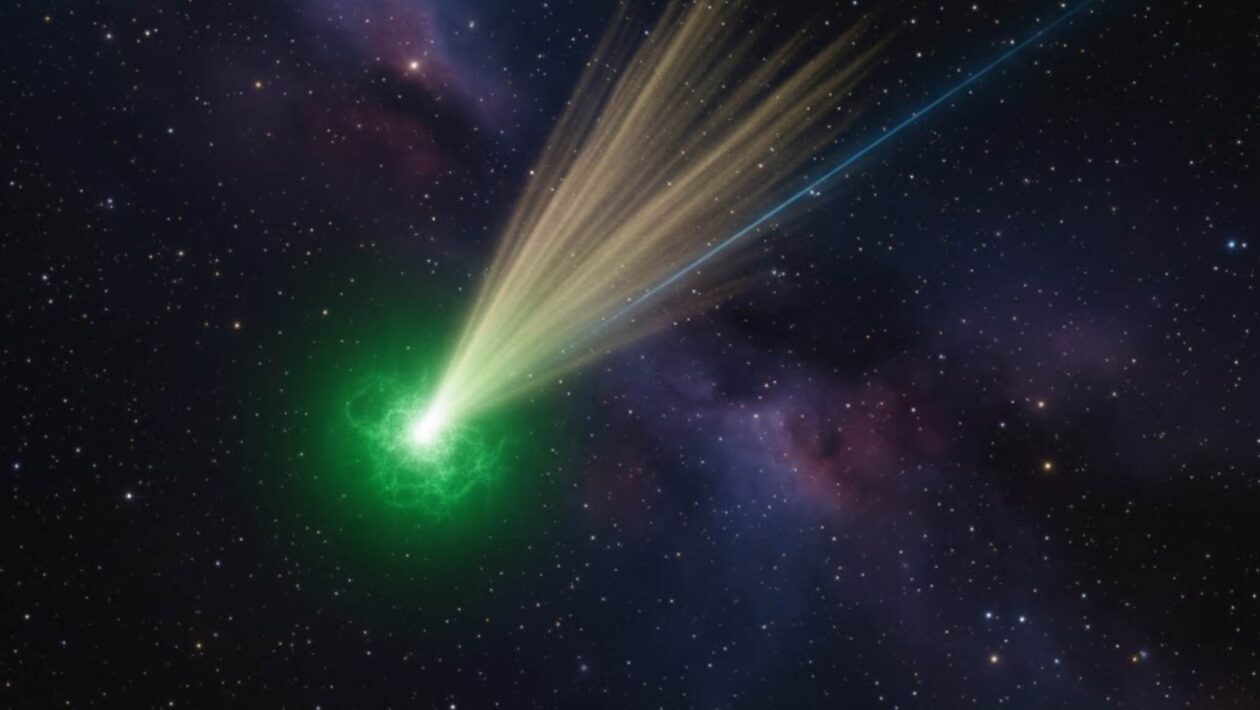 Cometa Lemmon ilumina o céu de Goiás e só volta em 1.300 anos (Imagem: Gerada por IA/ Gemini)