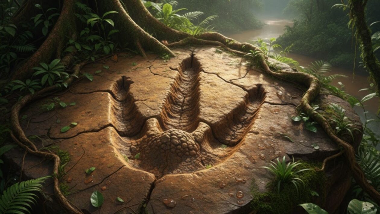 Pesquisadores da UFRR revelam trilhas de dinossauros em Roraima. (Foto: Imagem gerada por IA via Gemini)