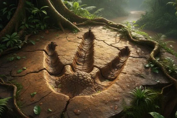 Pesquisadores da UFRR revelam trilhas de dinossauros em Roraima. (Foto: Imagem gerada por IA via Gemini)