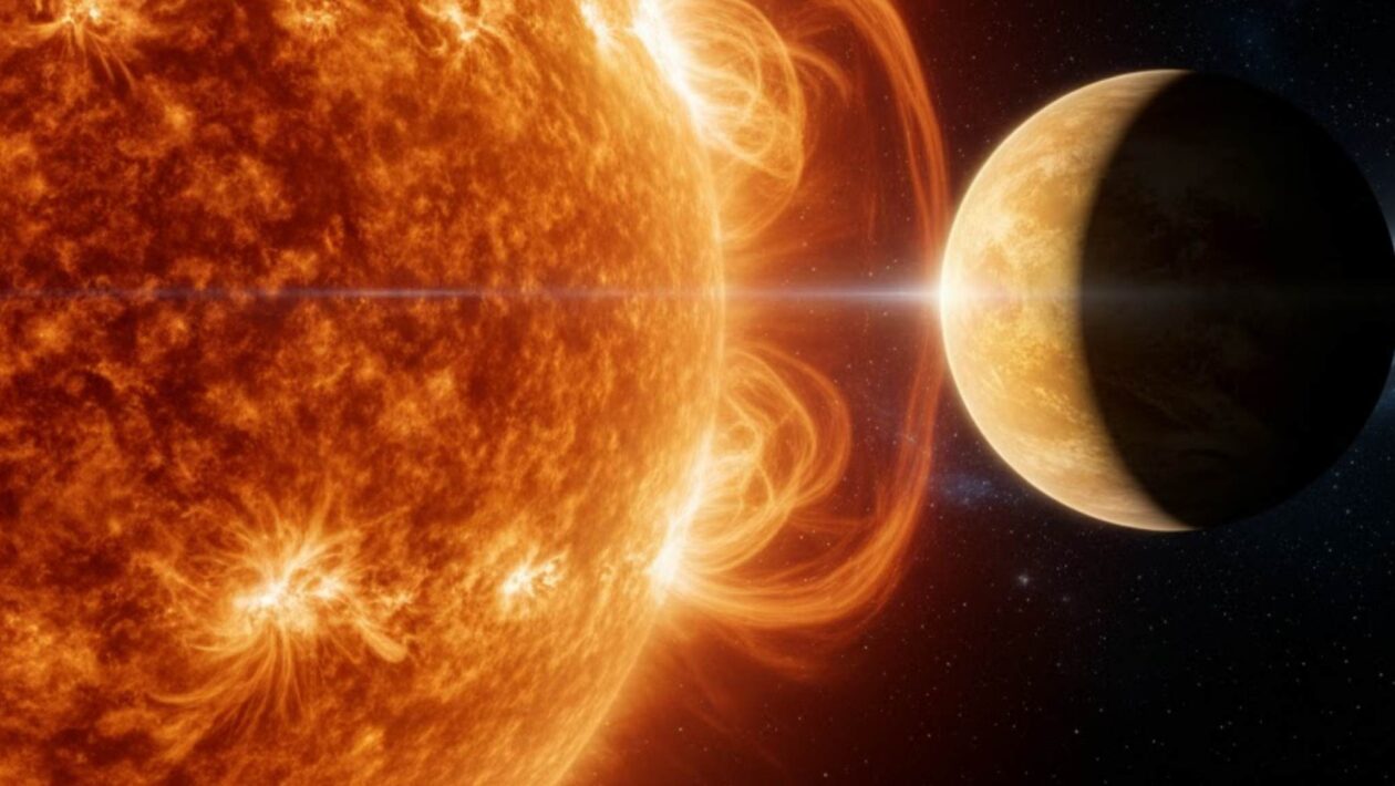 Explosão solar atinge Vênus e revela o poder das tempestades solares (Imagem: Gerada por IA/ Gemini)