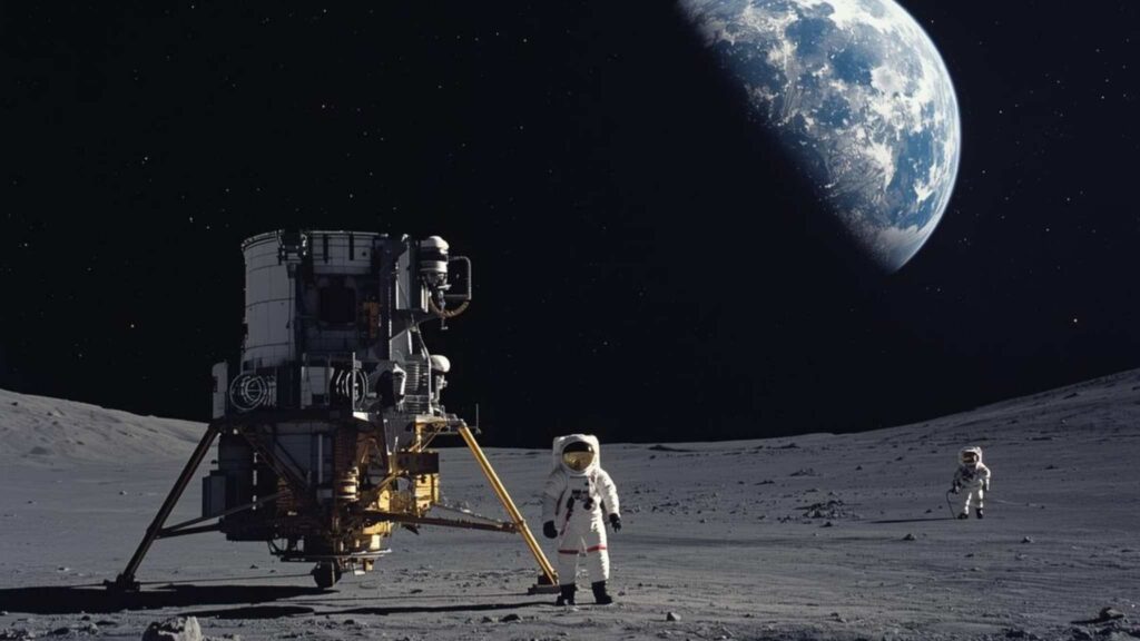 Caça ao gelo lunar: cientistas traçam mapa para futuras bases espaciais (Imagem: Gerada por IA/ Canva Pro)