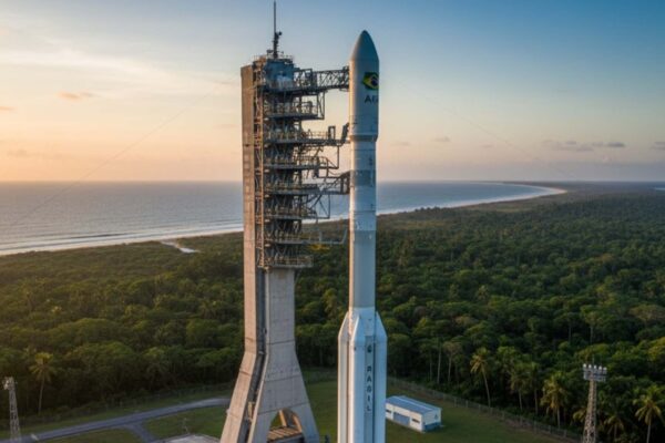Brasil se prepara para o primeiro lançamento comercial de foguete (Imagem: Gerada por IA/ Gemini)