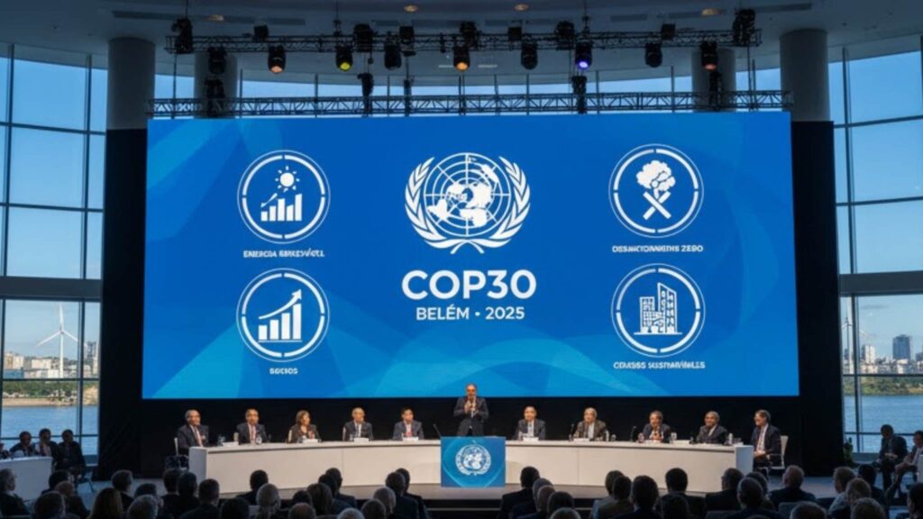 COP30 discutirá ações urgentes para frear emissões de gases do efeito estufa (Imagem: Gerada por IA/ Gemini)