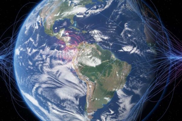 Anomalia do Atlântico Sul cresce e ameaça satélites em órbita baixa (Imagem: Gerada por IA/ Gemini)