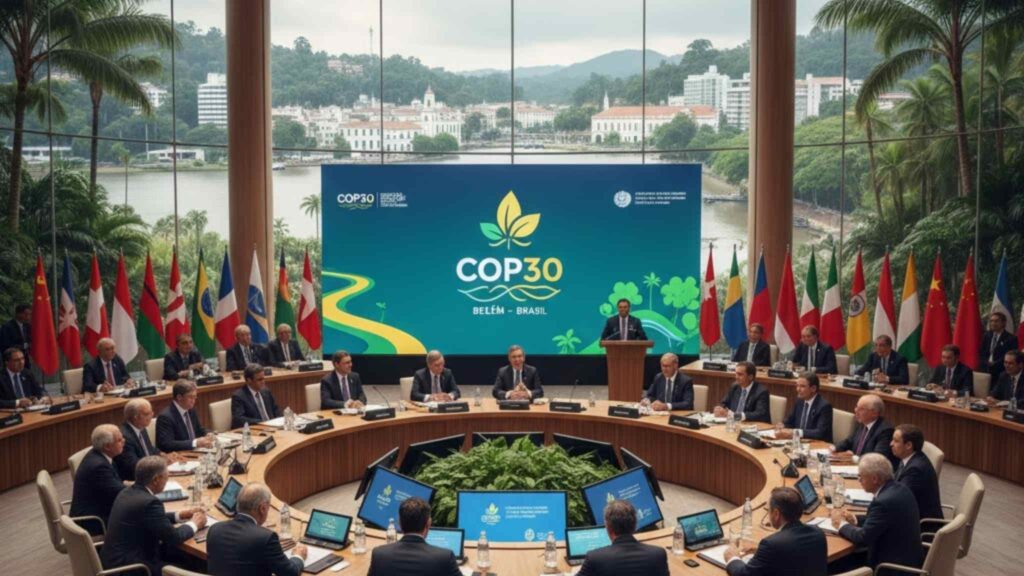 Conferência do clima reúne líderes para definir futuro do planeta (Imagem: Gerada por IA/ Gemini)