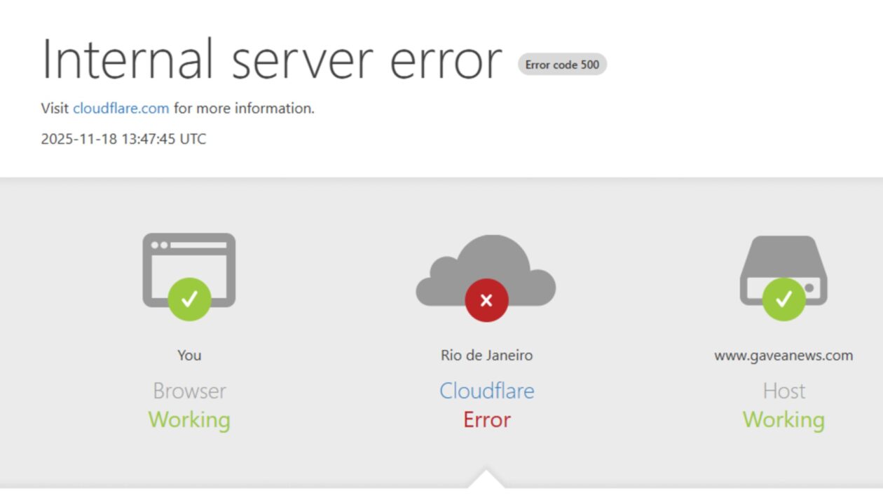 Internet instável: plataformas caem após pane global na Cloudflare (Imagem: Reprodução)