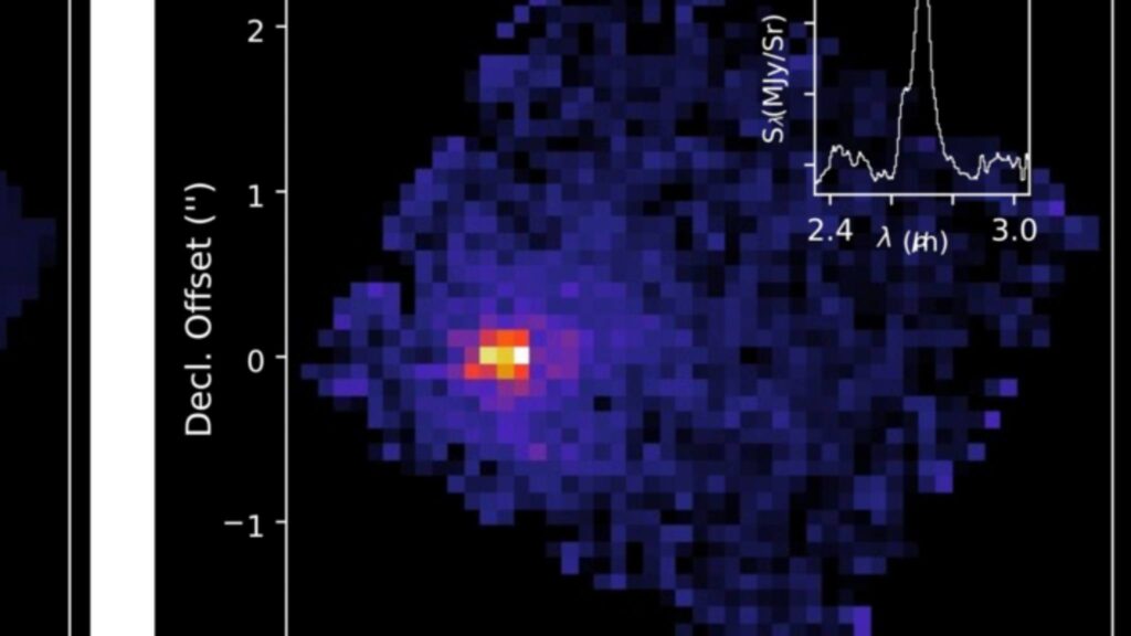 Fenômeno raro: 3I/ATLAS desafia modelos astronômicos com cor azul (Imagem: NASA/James Webb Space Telescope)