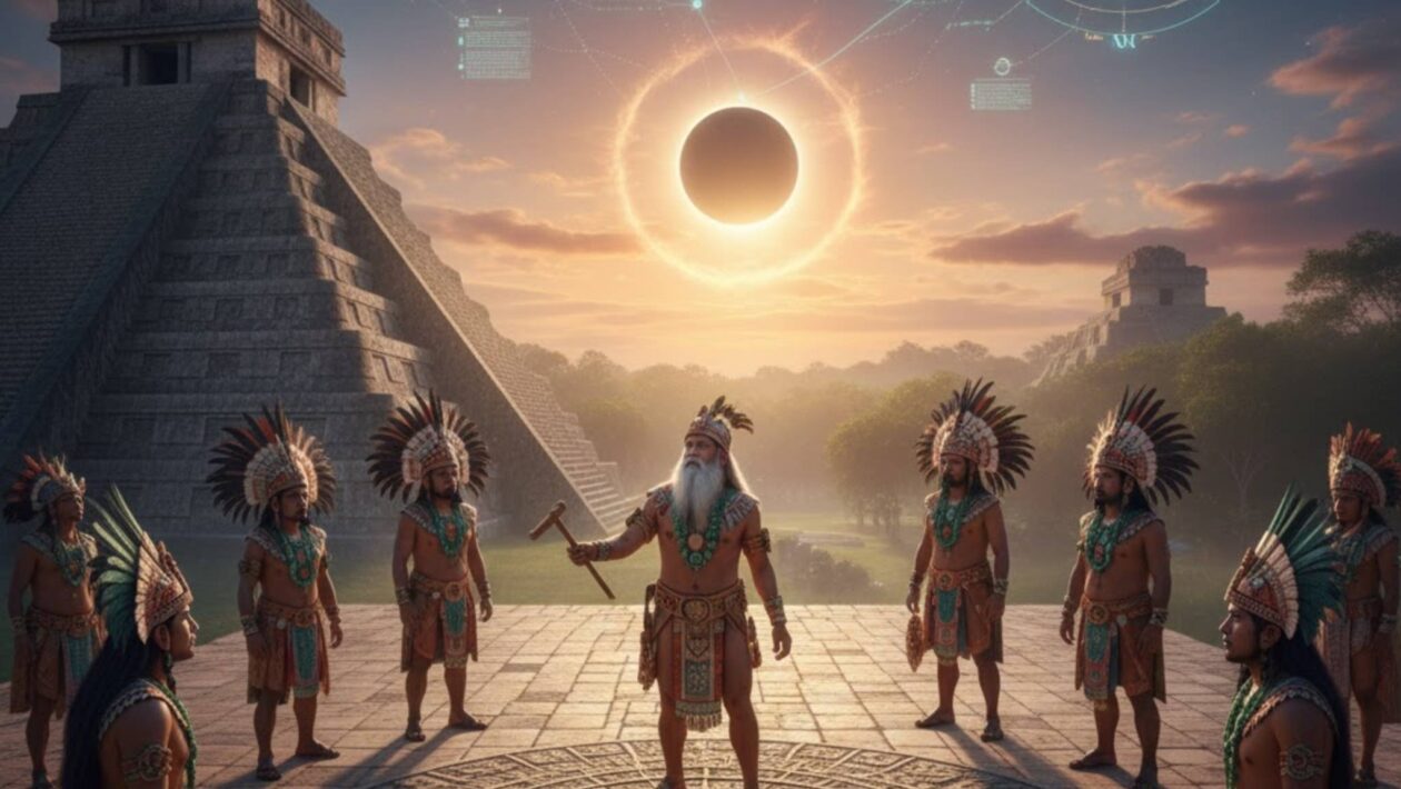 Novo estudo explica a precisão das previsões de eclipses pelos maias (Imagem: Gerada por IA/ Gemini)