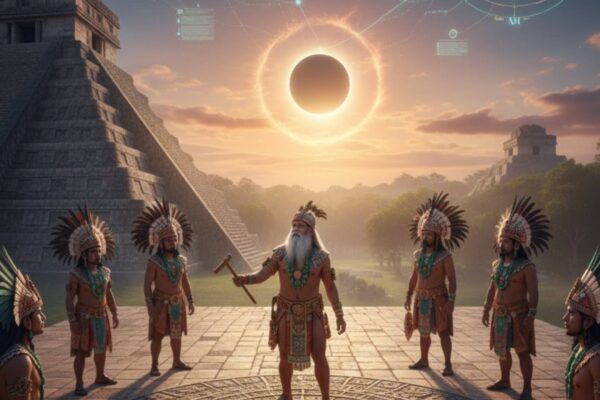 Novo estudo explica a precisão das previsões de eclipses pelos maias (Imagem: Gerada por IA/ Gemini)
