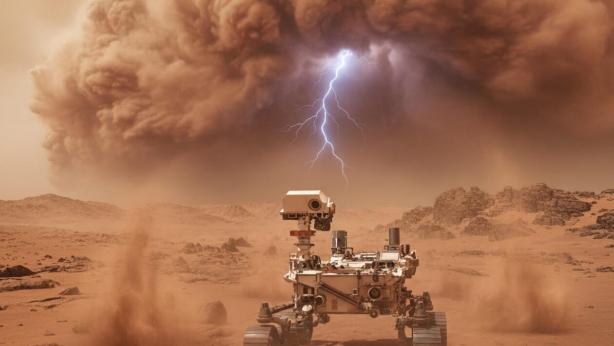 Perseverance registra pela primeira vez relâmpagos em Marte (Imagem: Gerada por IA/ Gemini)