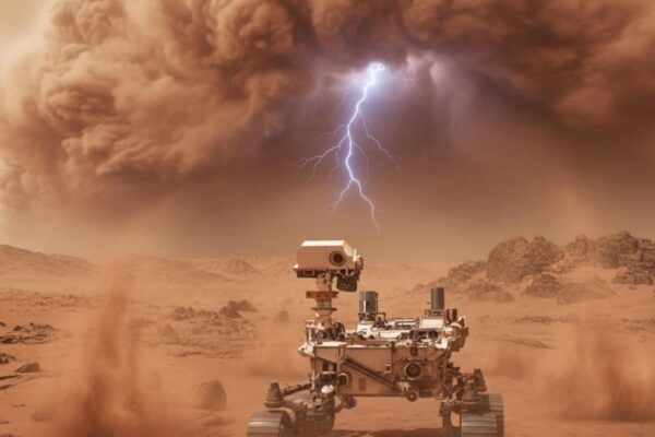 Perseverance registra pela primeira vez relâmpagos em Marte (Imagem: Gerada por IA/ Gemini)