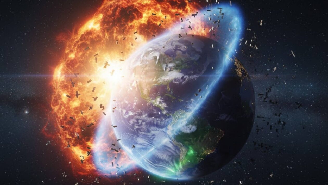 Supertempestade de 2024 encolhe plasmasfera e ameaça satélites (Imagem: Gerada por IA/ Gemini)