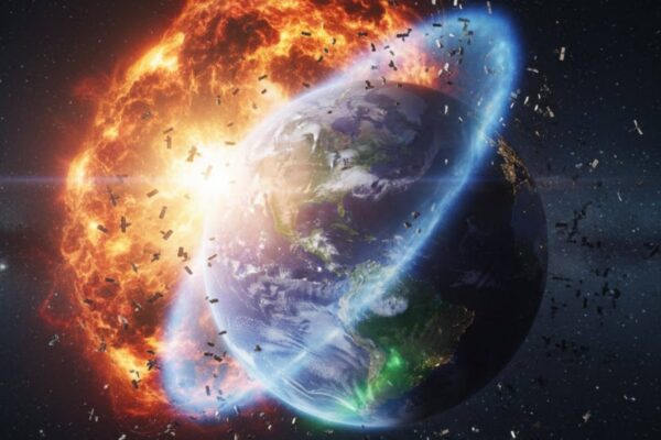 Supertempestade de 2024 encolhe plasmasfera e ameaça satélites (Imagem: Gerada por IA/ Gemini)