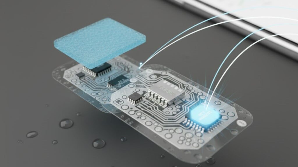 Futuro adesivo vestível pode enviar dados para smartphones. (Foto: Gerada por IA via Gemini)