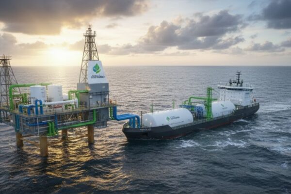 Campo de petróleo vira depósito submarino para armazenar CO₂ no Mar do Norte (Imagem: Gerada por IA/ Gemini)