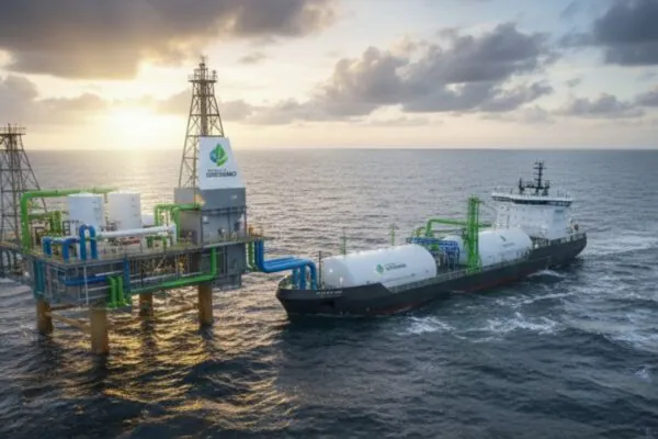 Campo de petróleo vira depósito submarino para armazenar CO₂ no Mar do Norte (Imagem: Gerada por IA/ Gemini)