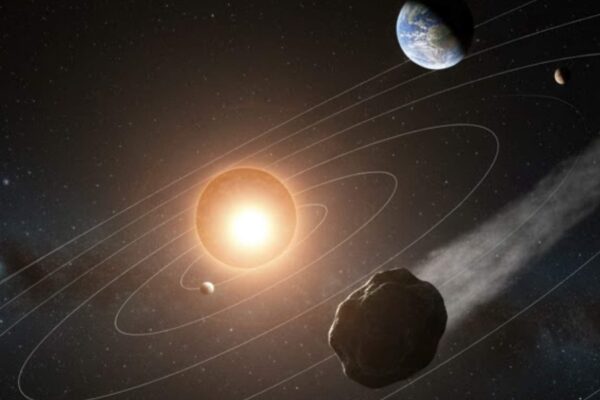 Asteroide raro surge no crepúsculo e acende alerta na defesa planetária (Imagem: Gerada por IA/ Gemini)