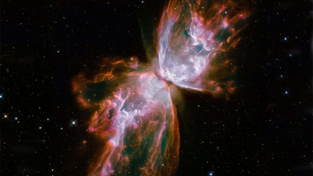 Estrela anã branca ilumina a impressionante “borboleta cósmica” (Imagem: NASA/ESA/Equipe Hubble SM4 ERO)