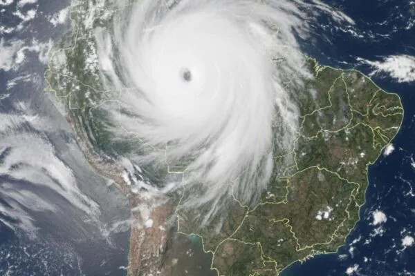 Três ciclones devem resfriar o Brasil e quebrar o padrão de calor. (Imagem: Gerada por IA/ Gemini)