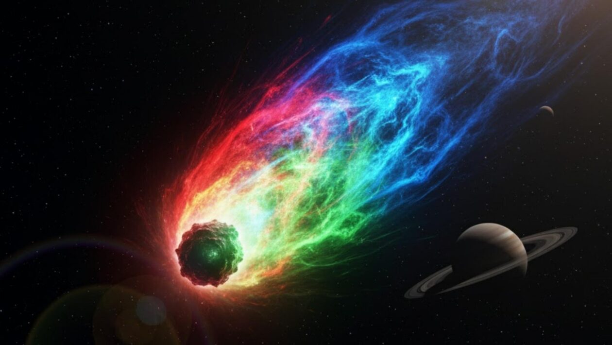 Cometa 3I/Atlas muda cores e brilho surpreende cientistas (Imagem: Gerada por IA/ Gemini)