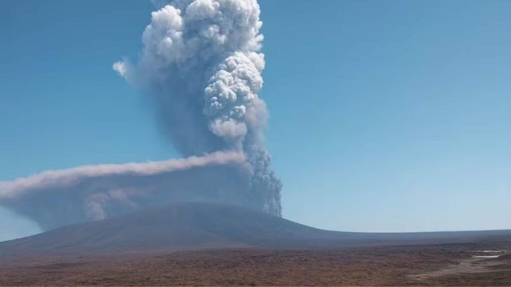 Erupção rara deixa aldeias cobertas e impacta rotas aéreas internacionais (Imagem: Reprodução X)
