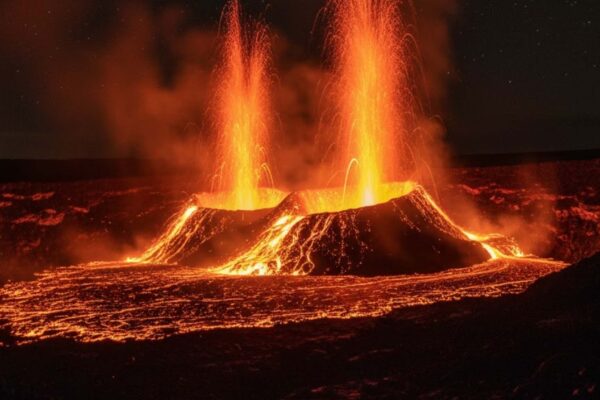 Kilauea entra em erupção e lança lava a mais de 120 metros. (Imagem: Gerada por IA/ Gemini)
