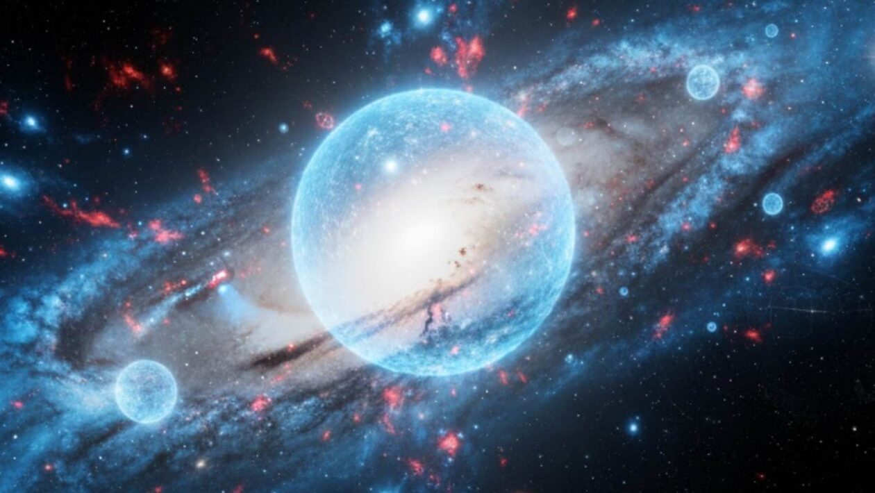 Galáxia CR3 pode abrigar estrelas da primeira geração cósmica (Imagem: Gerada por IA/ Gemini)