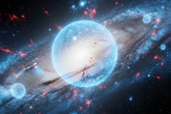 Galáxia CR3 pode abrigar estrelas da primeira geração cósmica (Imagem: Gerada por IA/ Gemini)