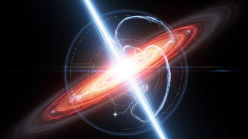 Blazar TXS 2013+370 libera explosão extrema de raios gama inédita (Imagem: Gerada por IA/ Gemini)