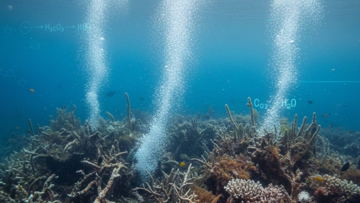 Bolhas vulcânicas mostram futuro sombrio para recifes de coral (Imagem: Gerada por IA/ Gemini)