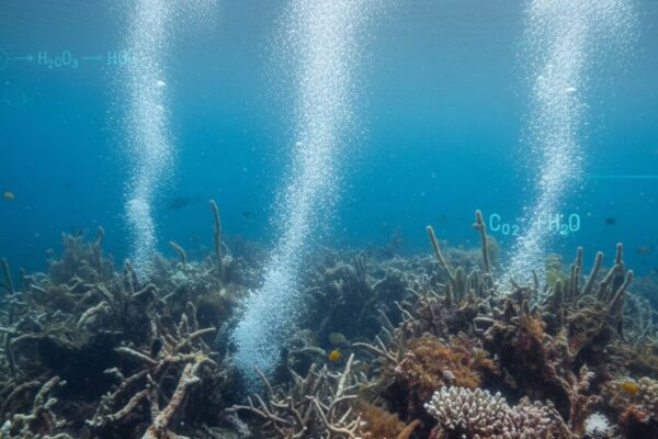Bolhas vulcânicas mostram futuro sombrio para recifes de coral (Imagem: Gerada por IA/ Gemini)