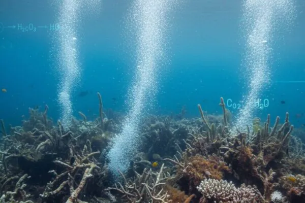 Bolhas vulcânicas mostram futuro sombrio para recifes de coral (Imagem: Gerada por IA/ Gemini)