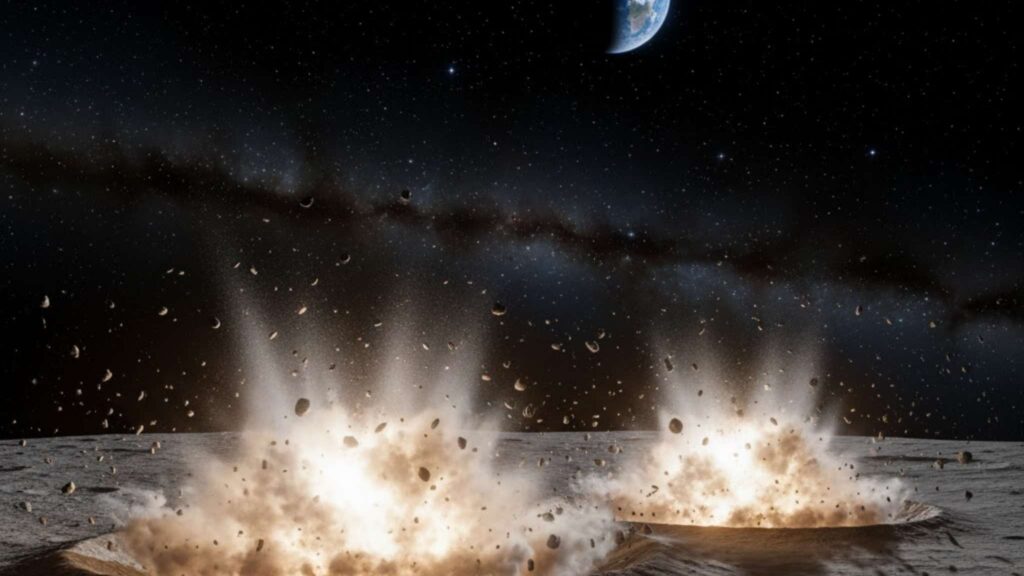 Impactos lunares revelam frequência de asteroides próximos (Imagem: Gerada por IA/ Gemini)
