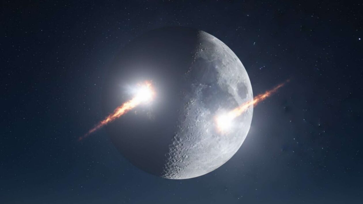 Dois clarões iluminam a Lua em apenas 48 horas (Imagem: Gerada por IA/ Gemini)