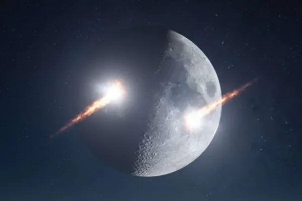 Dois clarões iluminam a Lua em apenas 48 horas (Imagem: Gerada por IA/ Gemini)