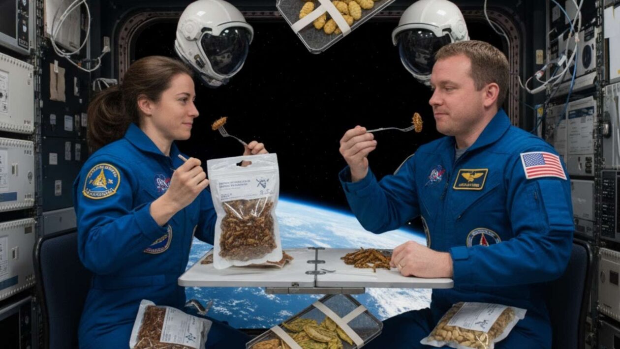 Insetos podem ser fonte sustentável de alimento em missões espaciais. (Imagem: Gerada por IA/ Gemini)