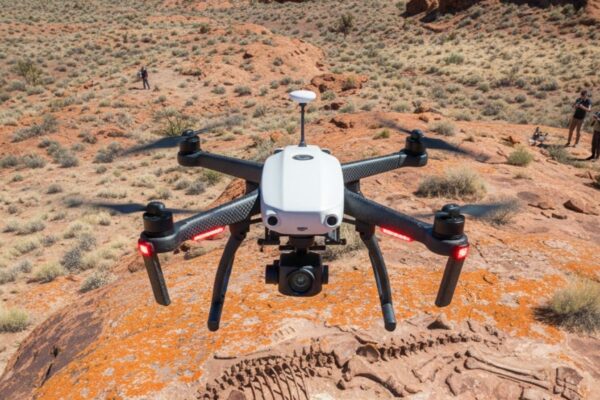 Drones identificam fósseis por assinatura de líquens. (Foto: Imagem gerada por IA via Gemini)